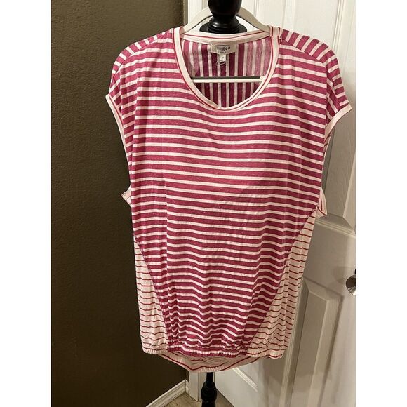 Umgee Tops - Umgee Pink Striped Tunic Top Elastic Hem  Small‎